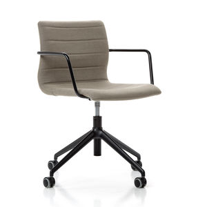 contemporary visitor chair / with armrests / upholstered / stackable