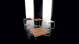 contemporary coffee table / walnut / wood veneer / square