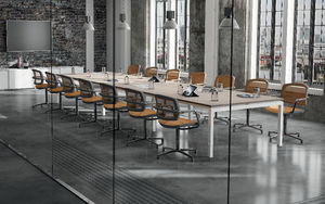 contemporary boardroom table / metal / melamine / rectangular