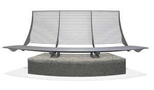 public bench / contemporary / stainless steel / stone