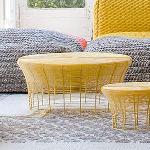 contemporary coffee table / thermo-lacquered steel / round / outdoor