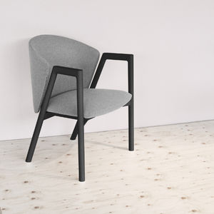 contemporary chair / upholstered / with armrests / fabric