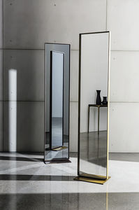 free-standing mirror / contemporary / rectangular / aluminum