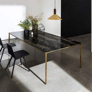 contemporary dining table / aluminum / anodized aluminum / lacquered aluminum