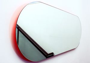 wall-mounted mirror / contemporary / round / steel
