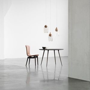 contemporary dining table / oak / round