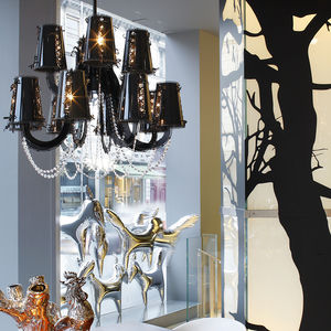contemporary chandelier / steel / crystal / incandescent