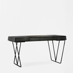 wooden desk / metal / leather / contemporary