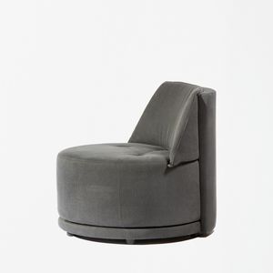 contemporary fireside chair / fabric / leather / swivel