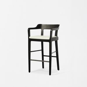 contemporary bar chair / fabric / oak / leather