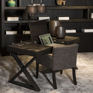 wooden desk / leather / contemporary / folding