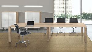 contemporary boardroom table / walnut / rectangular / square