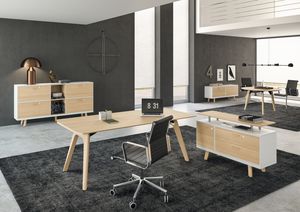 executive desk / wooden / glass / contemporary
