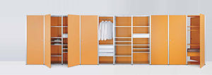 contemporary wardrobe / wooden / lacquered wood / with swing doors