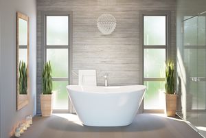 freestanding bathtub / oval / stone / double