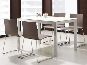 contemporary chair / stackable / wood / sled base
