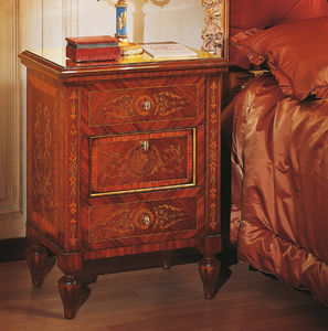 bedside table / classic / walnut / rectangular