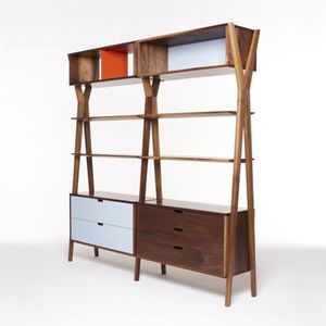 modular shelf / contemporary / oak / American walnut