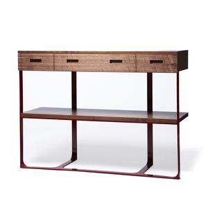 contemporary sideboard table / walnut / white oak / steel
