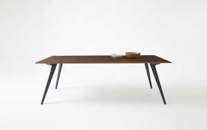 contemporary dining table / oak / walnut / steel