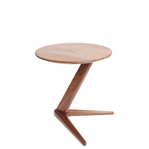 contemporary side table / oak / walnut / round