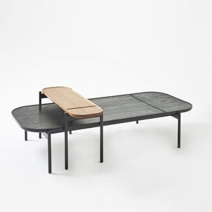 contemporary side table / oak / walnut / stained wood