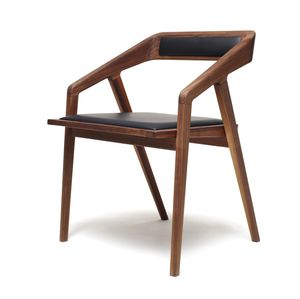 contemporary chair / upholstered / with armrests / fabric