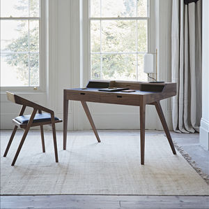 contemporary secretary desk / leather / American walnut