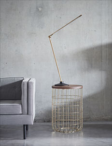 contemporary side table / wire / natural oak / American walnut