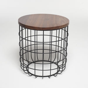 contemporary side table / walnut / white oak / powder-coated steel