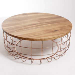 contemporary coffee table / walnut / white oak / steel