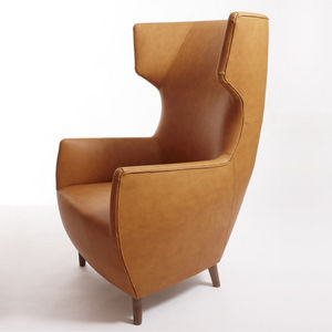 contemporary armchair / velvet / leather / wing