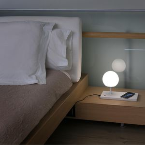 bedside table lamp / contemporary / metal / glass