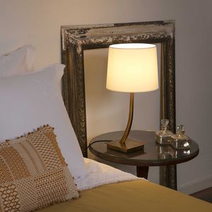 bedside table lamp / contemporary / fabric / LED