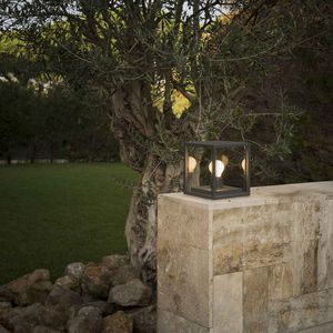 garden bollard light / contemporary / aluminum / glass