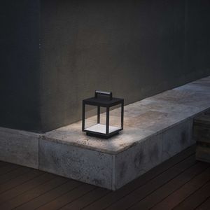 portable lamp / traditional / aluminum / glass