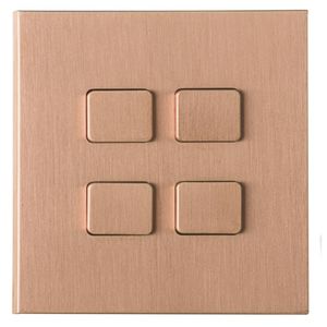 light switch / push-button / quadruple / brass