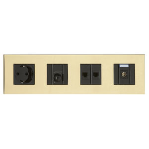 power socket / multi-person / wall-mounted / brass