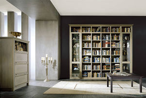 high bookcase / traditional / lacquered wood / solid wood