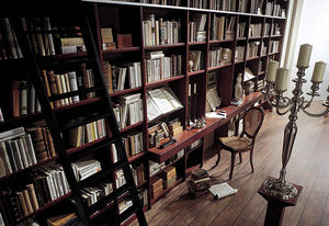 high bookcase / traditional / wooden / lacquered wood