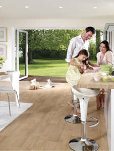 sliding and stacking patio door / folding / wooden / double-glazed