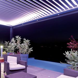 self-supporting pergola / wall-mounted / wooden / wooden canopy