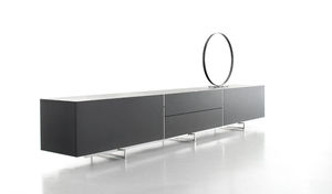 contemporary sideboard / leather / black