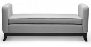 traditional upholstered bench / leather / gray