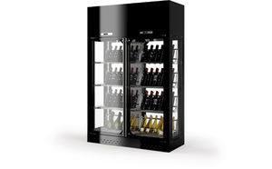 commercial wine cabinet / stainless steel / wooden / glazed