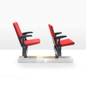 conference chair with armrests / upholstered / on casters / folding