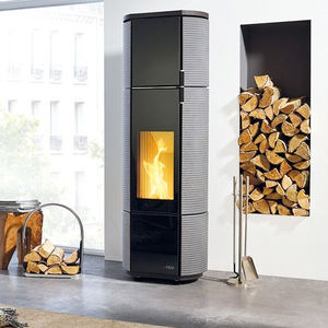 wood heating stove / contemporary / metal / rotating