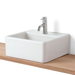 countertop washbasin / rectangular / stoneware / contemporary