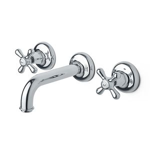washbasin double-handle mixer tap / wall-mounted / chrome-plated brass / for bathrooms