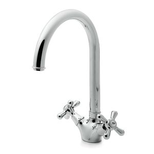 free-standing double-handle mixer tap / chrome-plated brass / kitchen / 1-hole